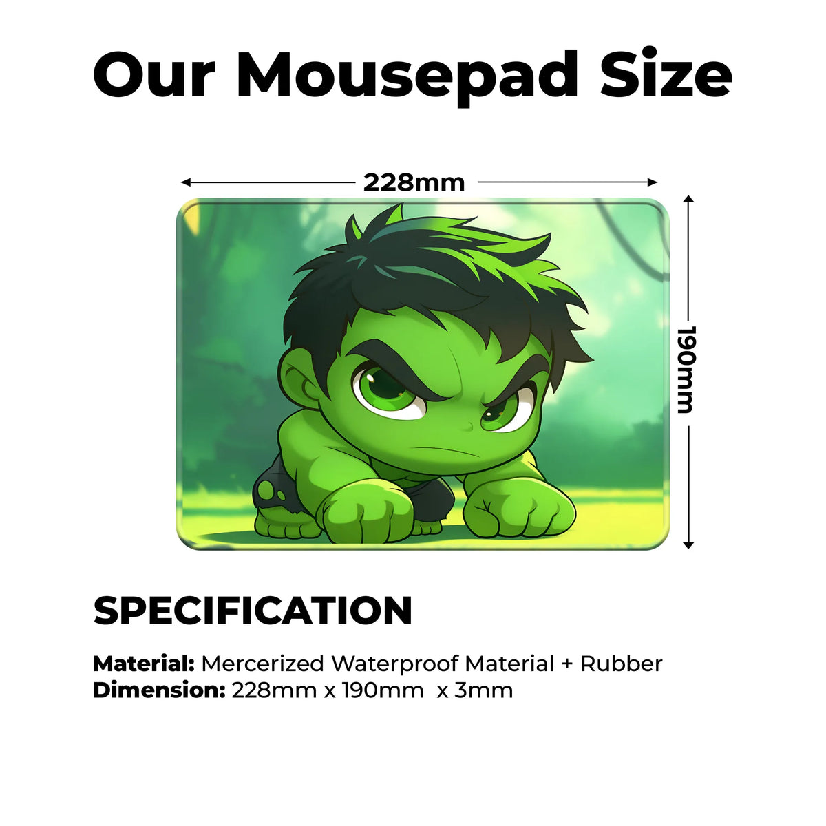 Hulk Chibi Crouch Angry Expression Mousepad