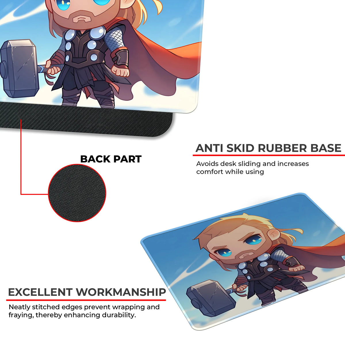 Thor Chibi Cute Hammer Design Mousepad