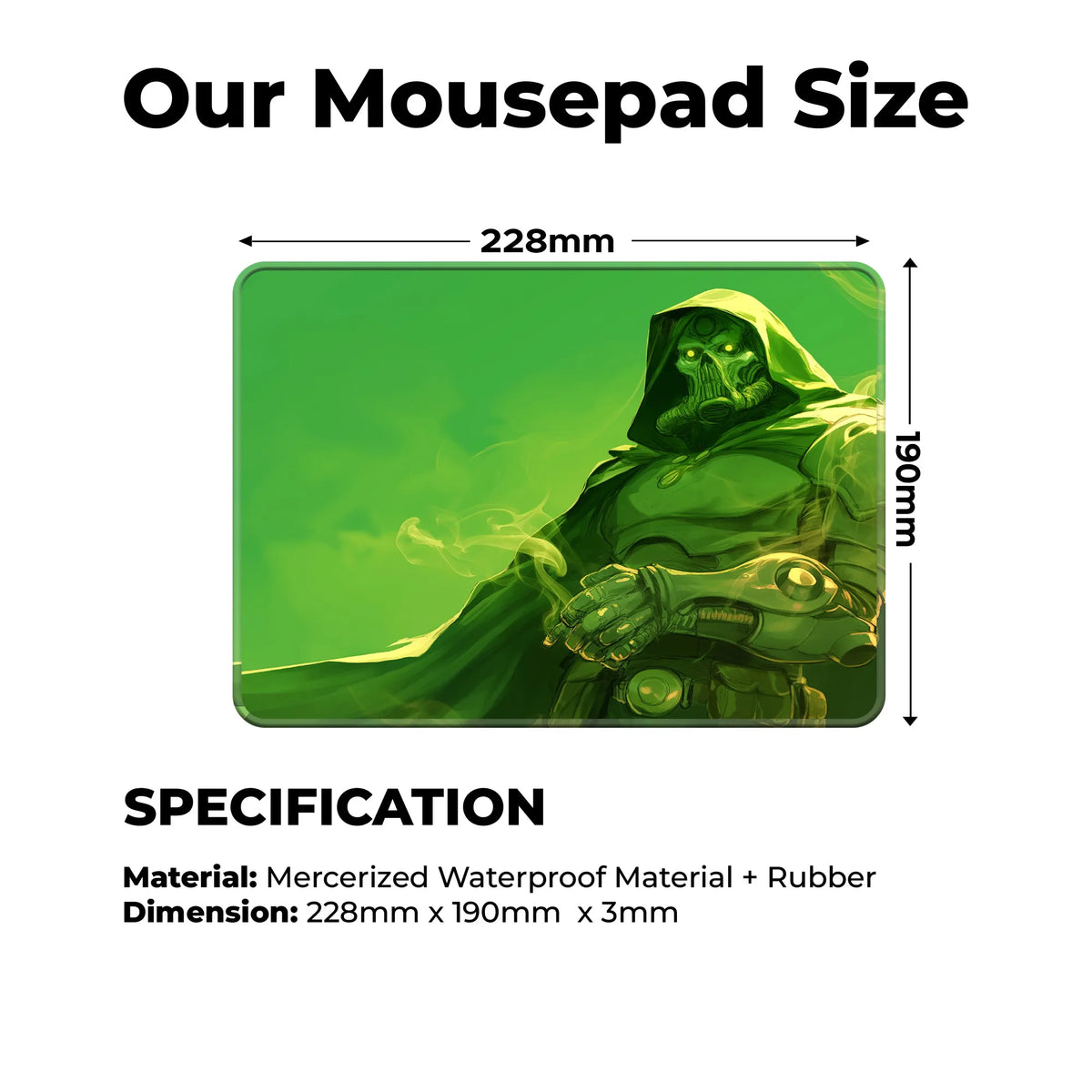 Doctor Doom Green Aura Villain Mousepad