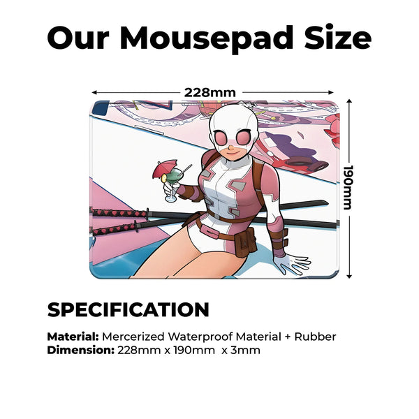 Lady Deadpool Cute Chibi Cartoon Mousepad