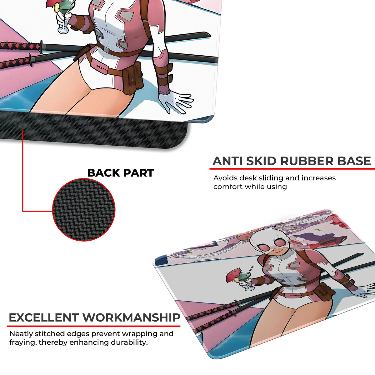 Lady Deadpool Cute Chibi Cartoon Mousepad