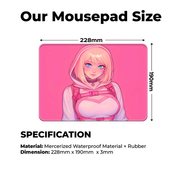 Spider Gwen Pink Portrait Superhero Mousepad