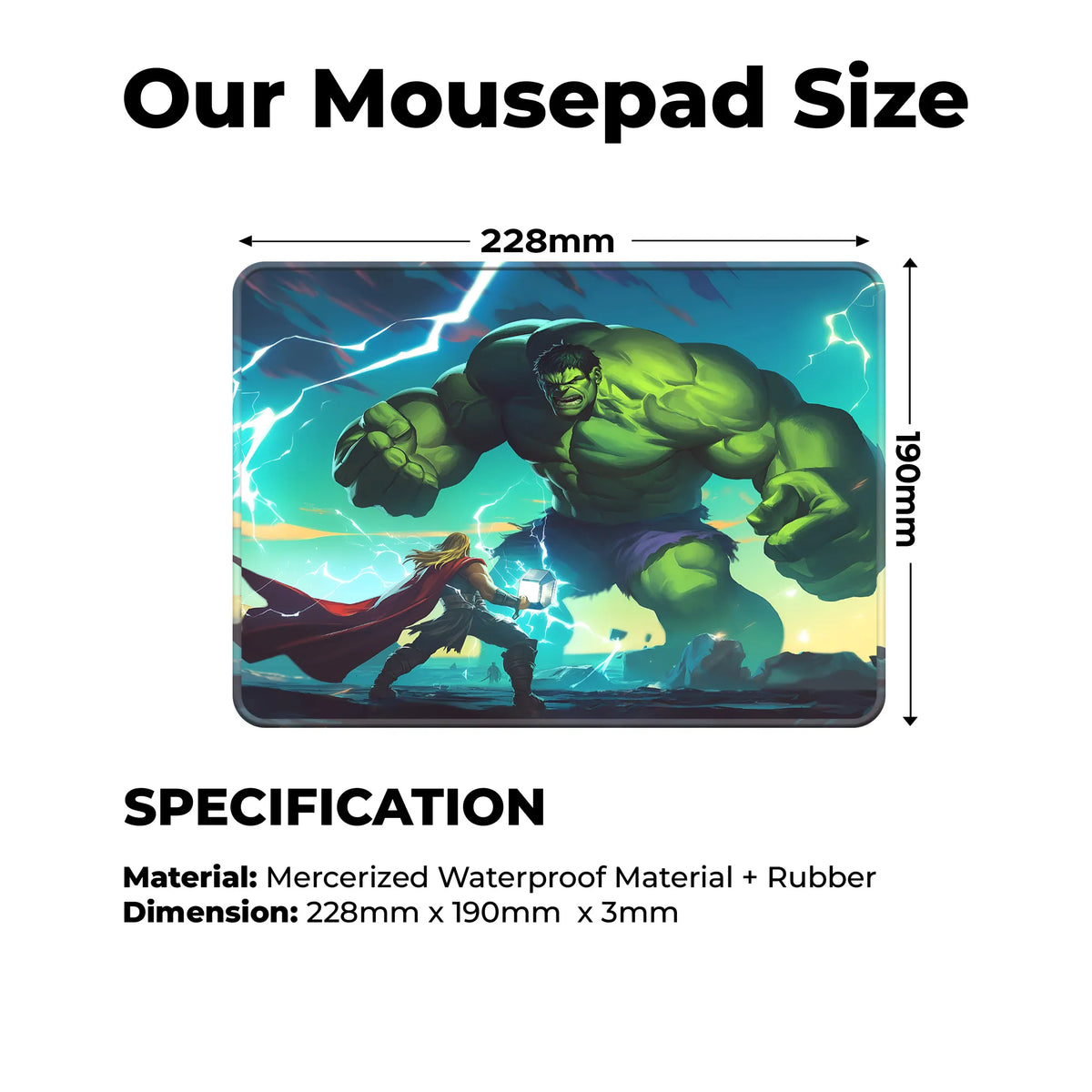 Epic Hulk vs Thor Battle Scene Superhero Mousepad