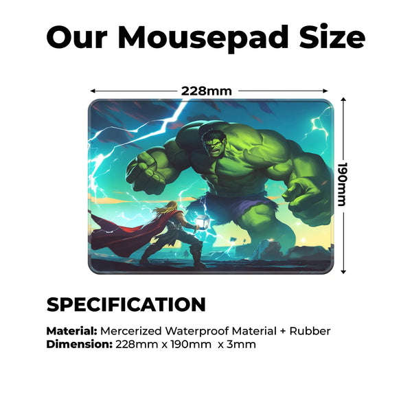 Epic Hulk vs Thor Battle Scene Superhero Mousepad