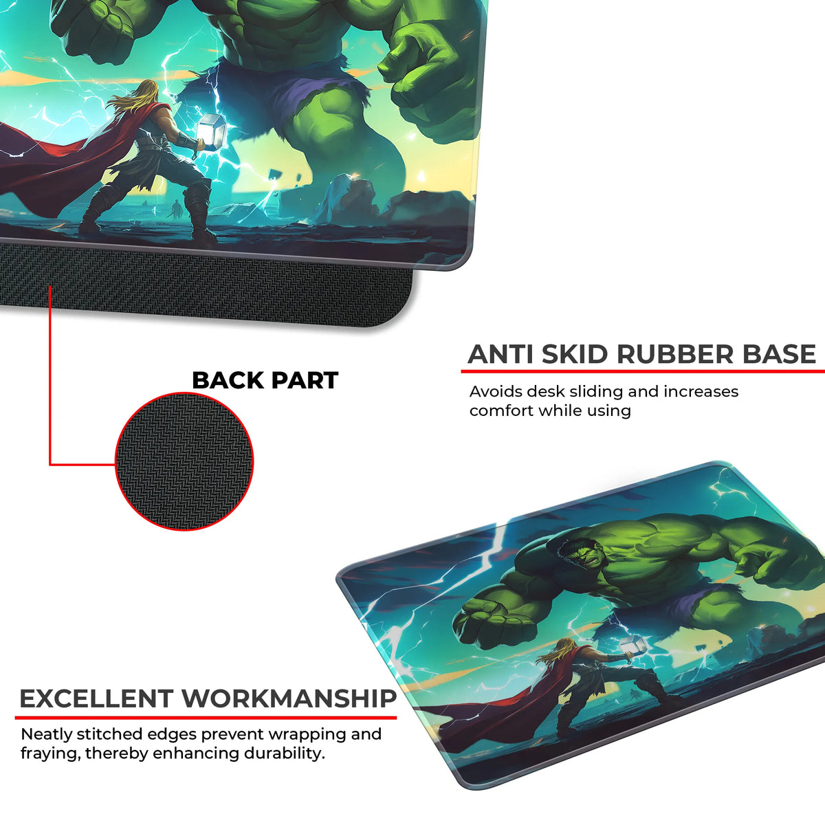 Epic Hulk vs Thor Battle Scene Superhero Mousepad