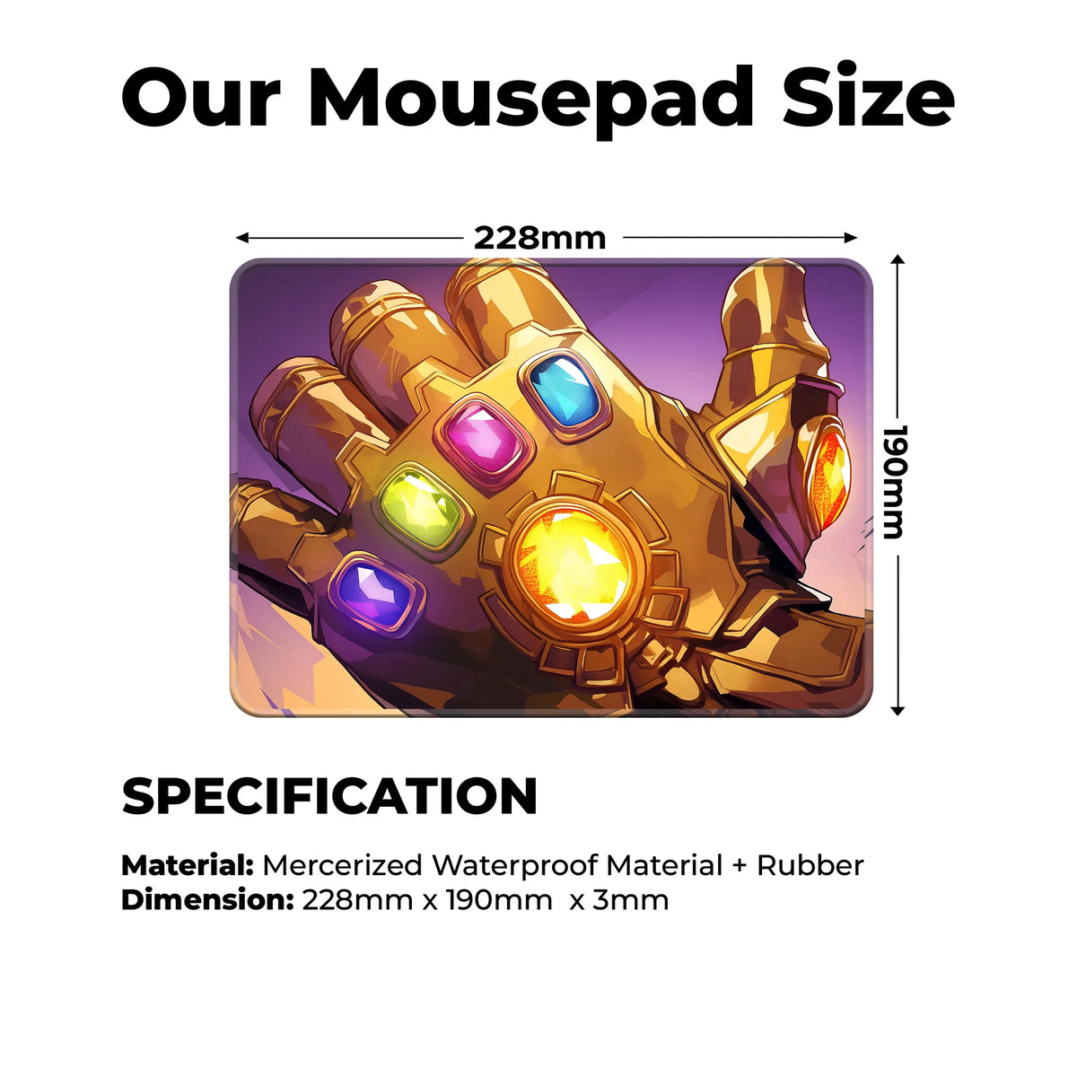 Infinity Gauntlet Stones Glow Superhero Mousepad
