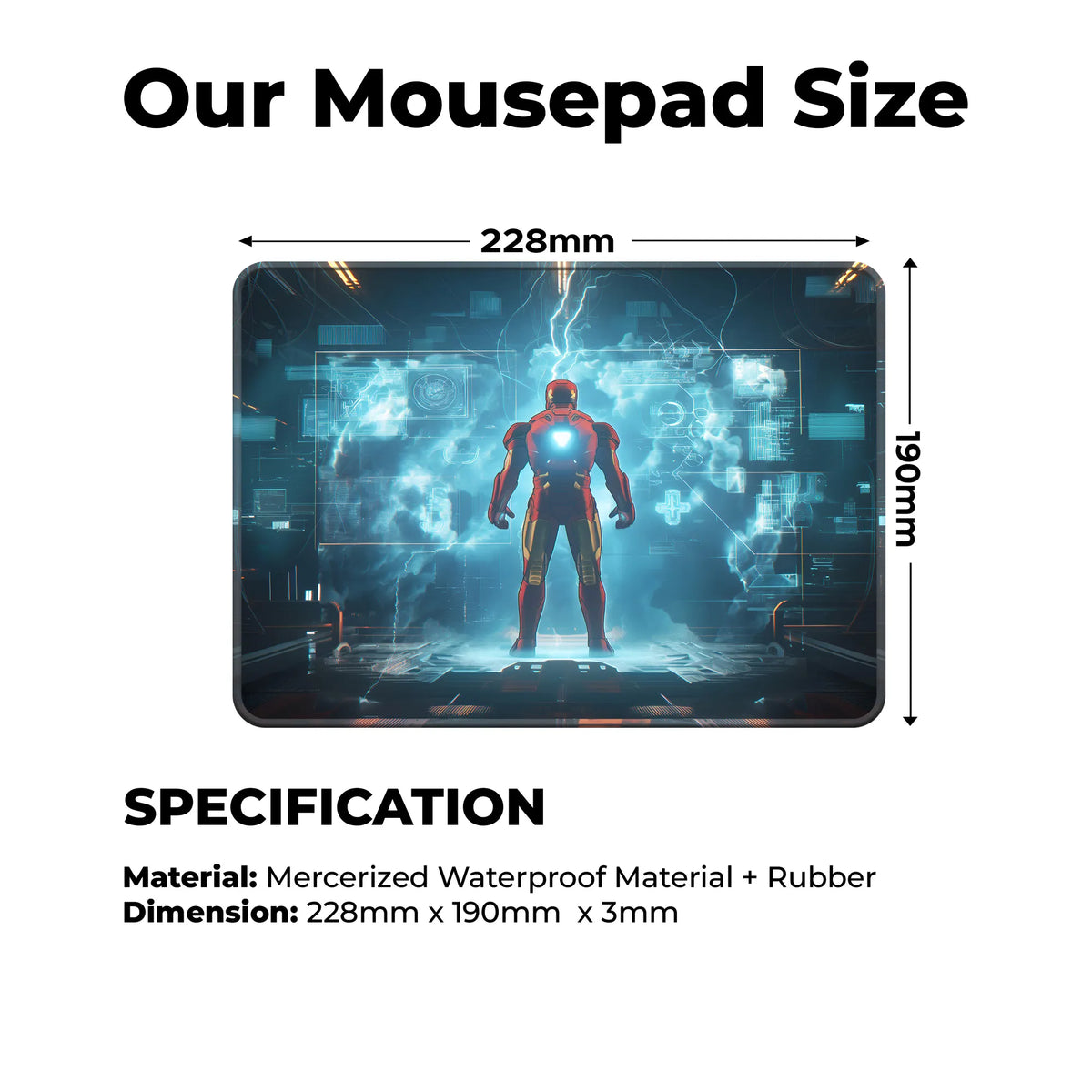 Iron Man Tech Lab Power Superhero Mousepad