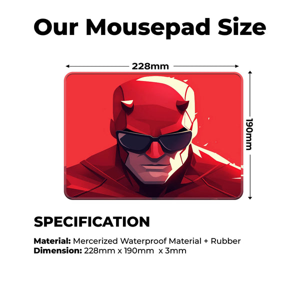 Daredevil Red Portrait Superhero Mousepad