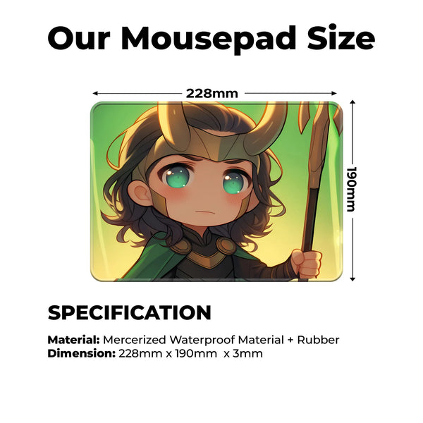Loki Chibi Portrait Superhero Mousepad