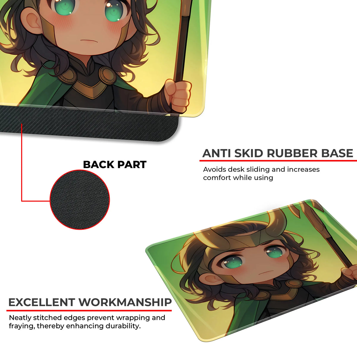 Loki Chibi Portrait Superhero Mousepad