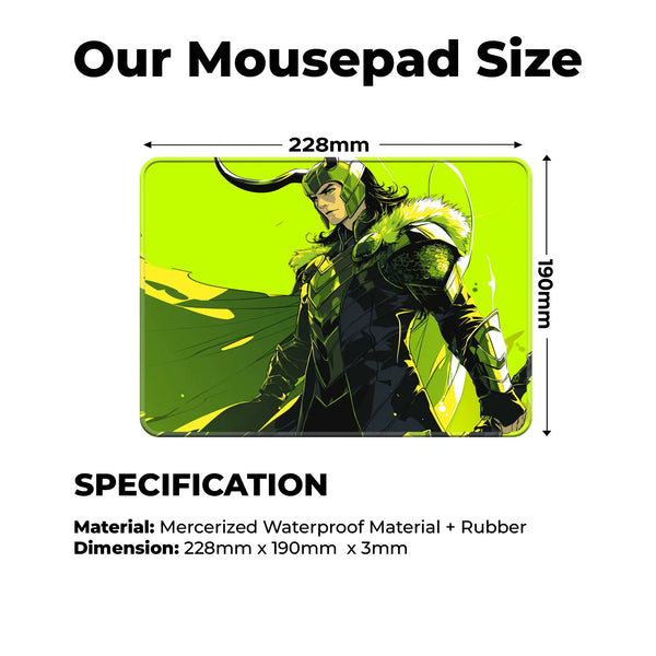 Loki Green Armor Pose Superhero Mousepad