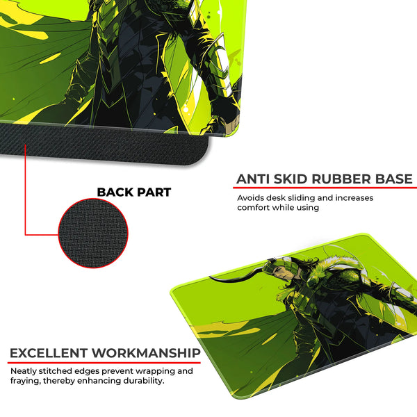Loki Green Armor Pose Superhero Mousepad