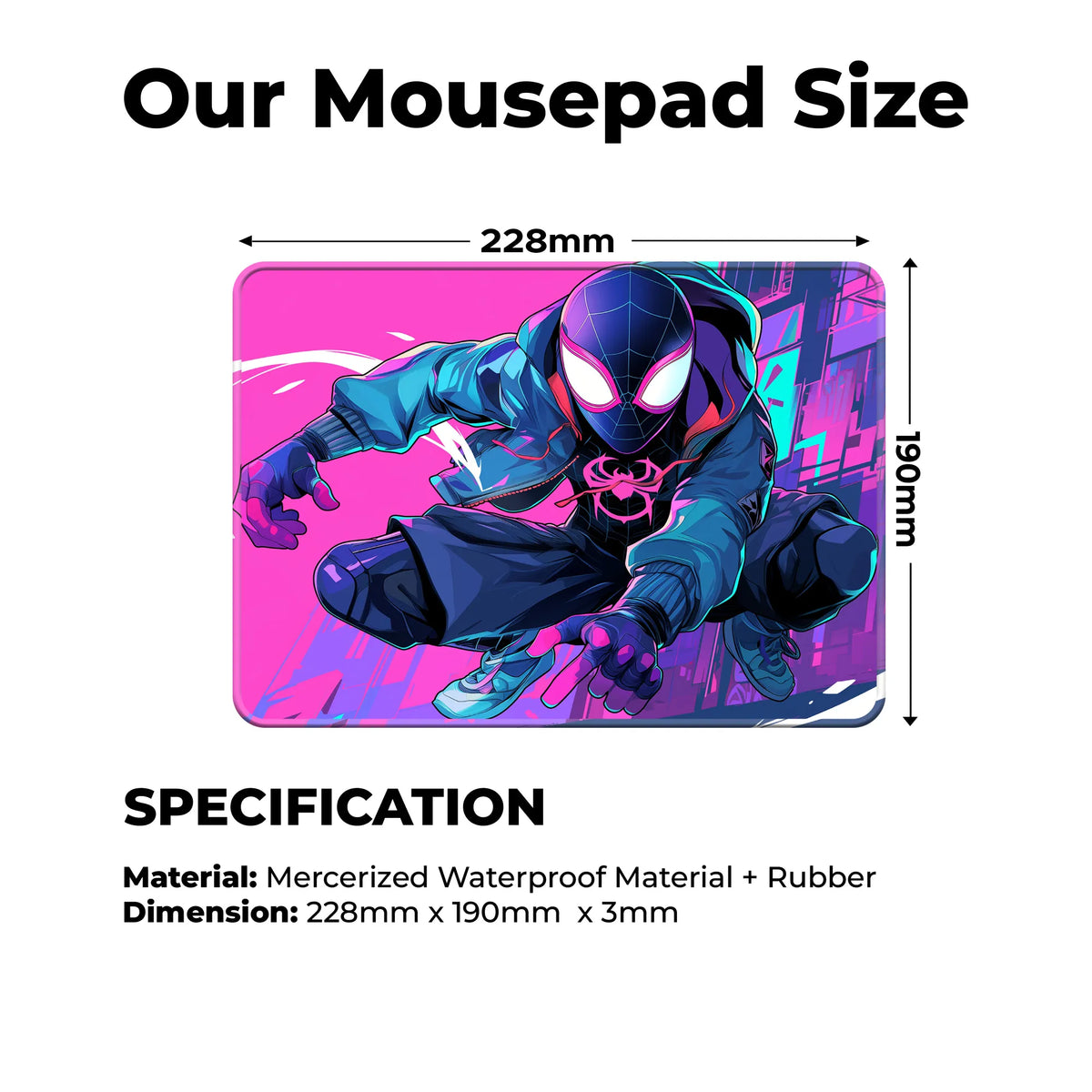 Miles Morales Neon Suit Superhero Mousepad