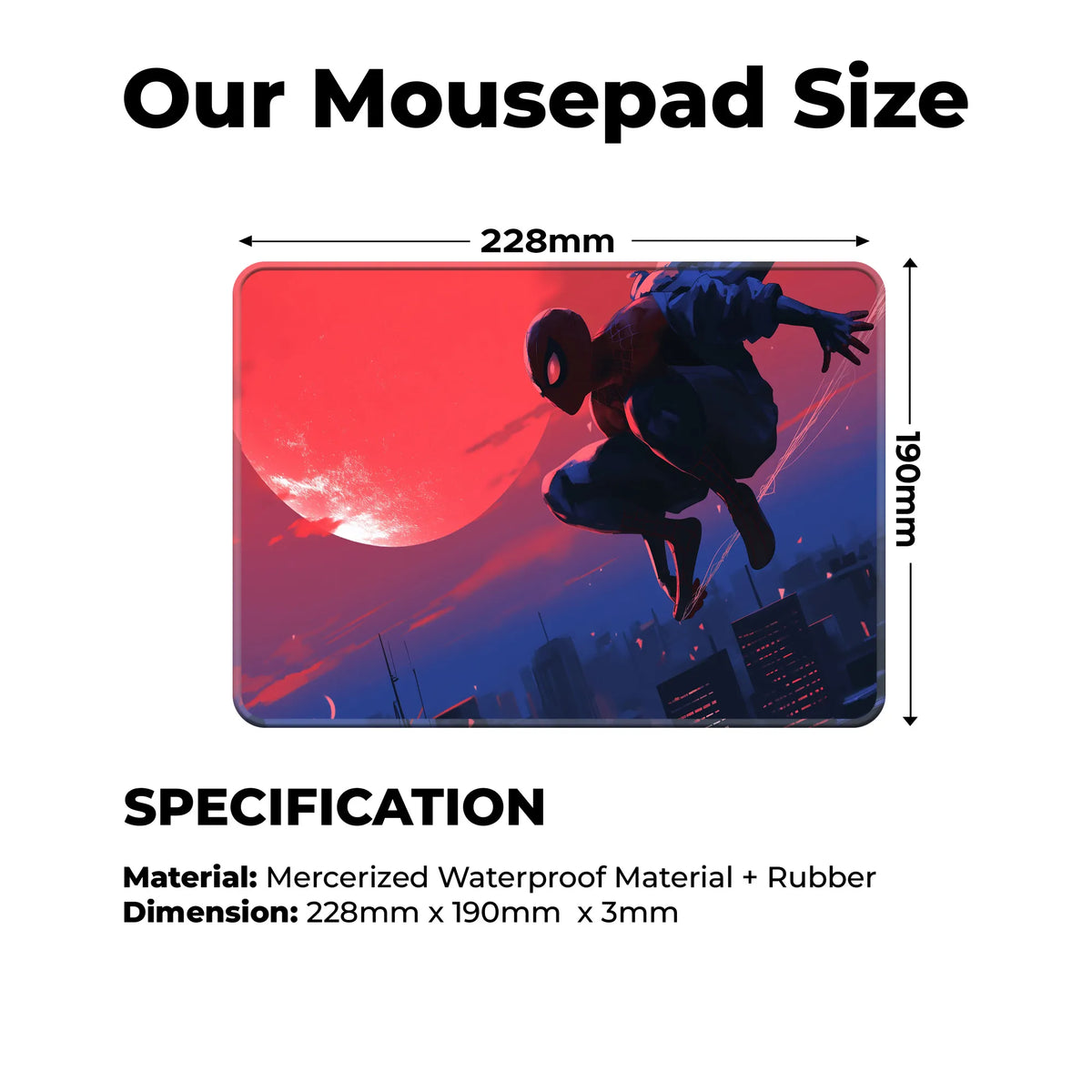 Spider-Man Red Moon Superhero Mousepad