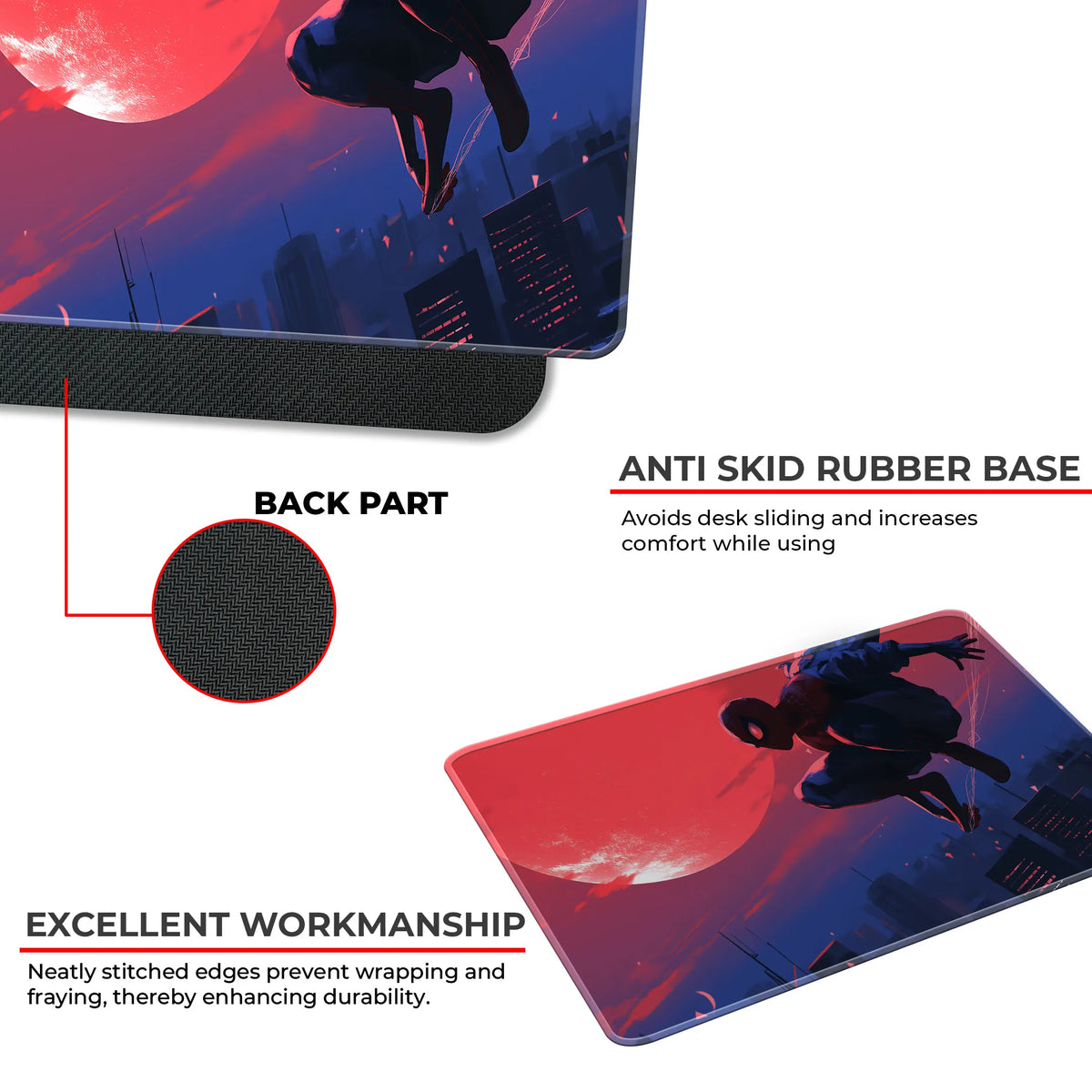 Spider-Man Red Moon Superhero Mousepad