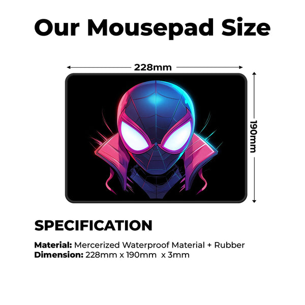 Miles Morales Neon Portrait Superhero Mousepad