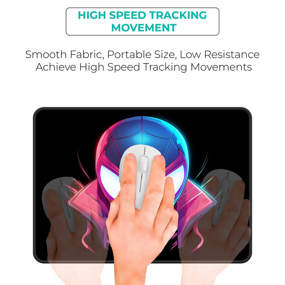 Miles Morales Neon Portrait Superhero Mousepad