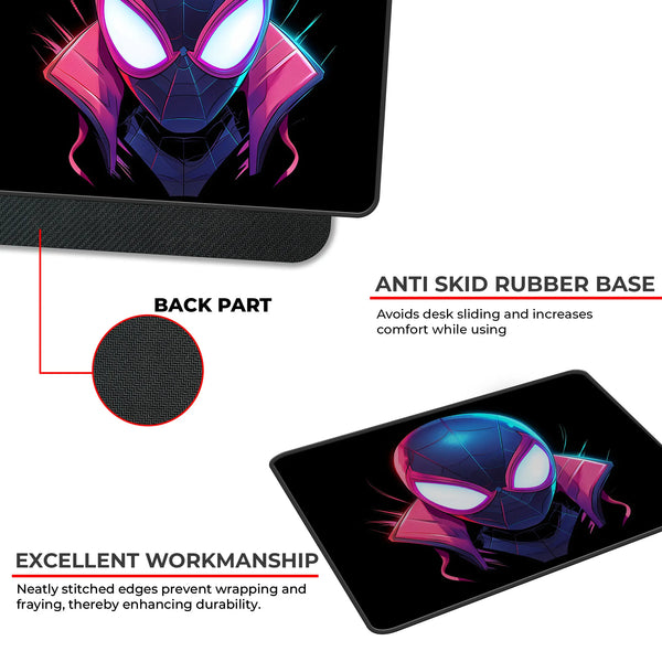 Miles Morales Neon Portrait Superhero Mousepad