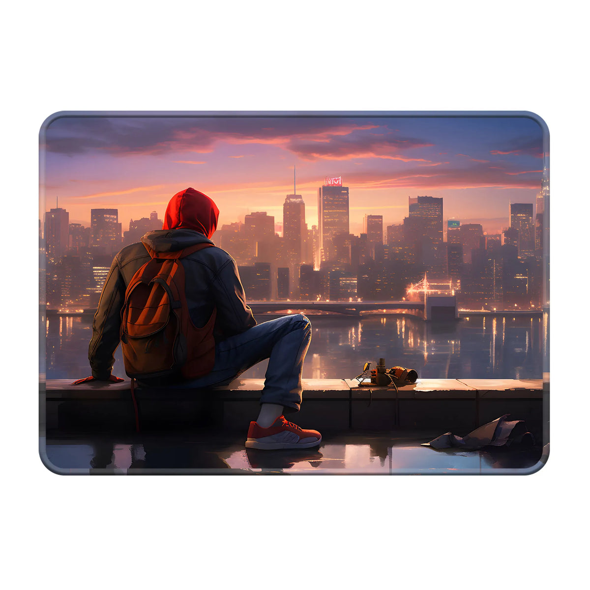 Miles Morales City Sunset Superhero Mousepad