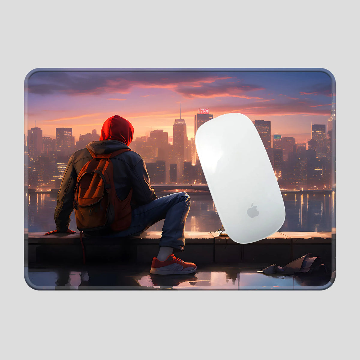 Miles Morales City Sunset Superhero Mousepad