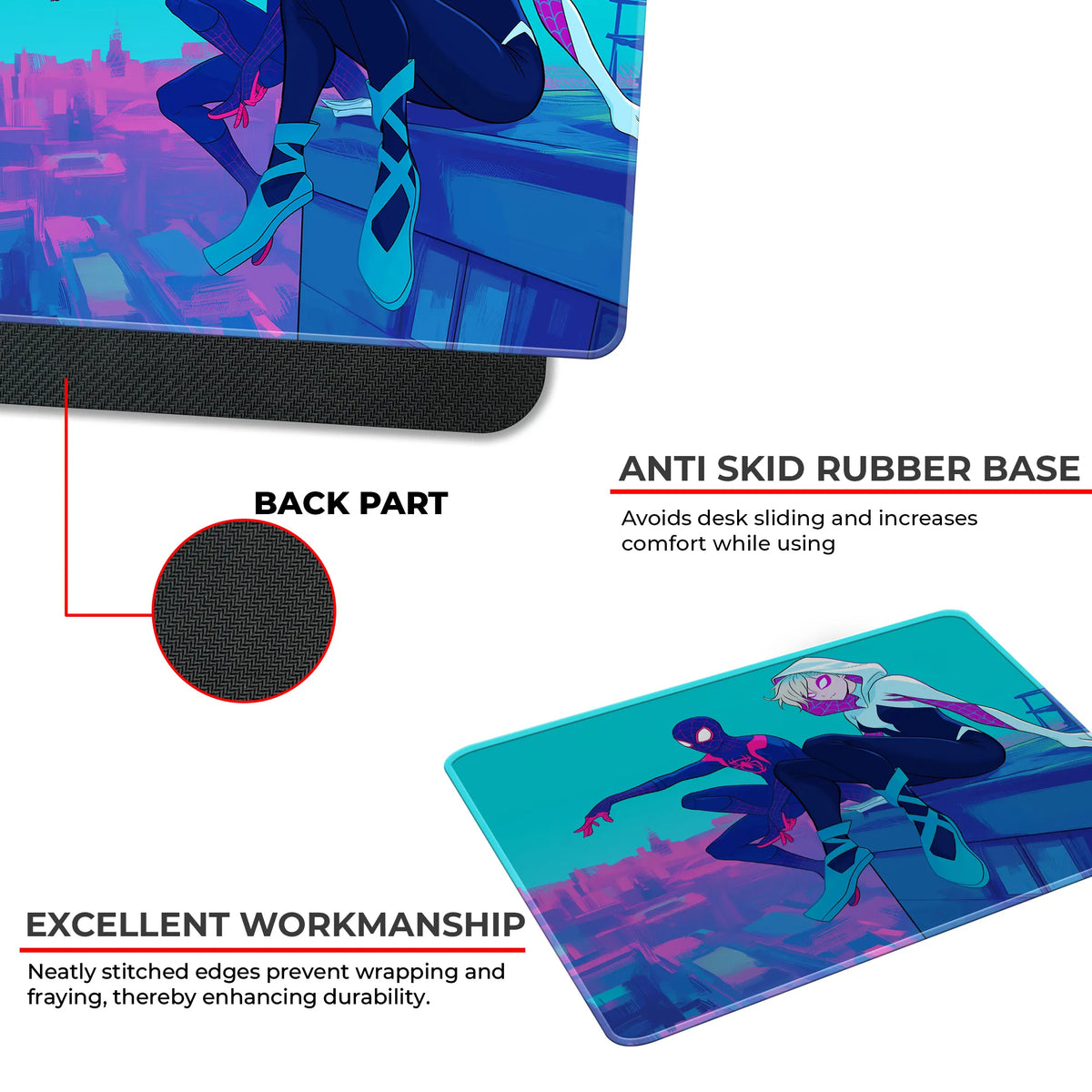 Miles Morales and Spider Gwen Duo Superhero Mousepad