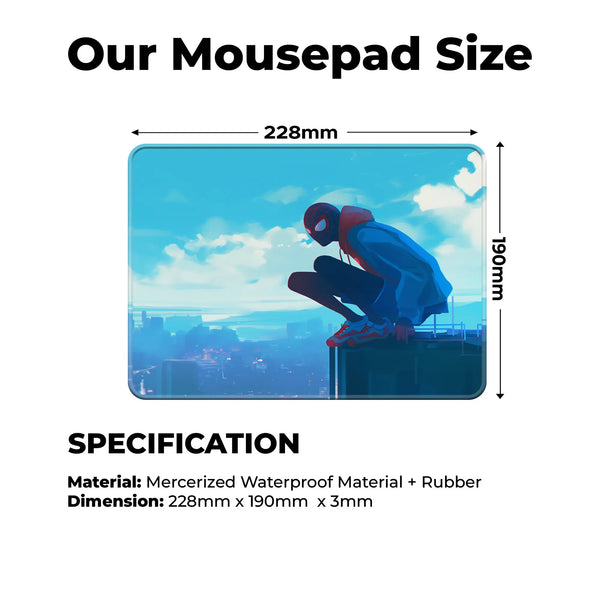 Miles Morales Skyline Pose Superhero Mousepad