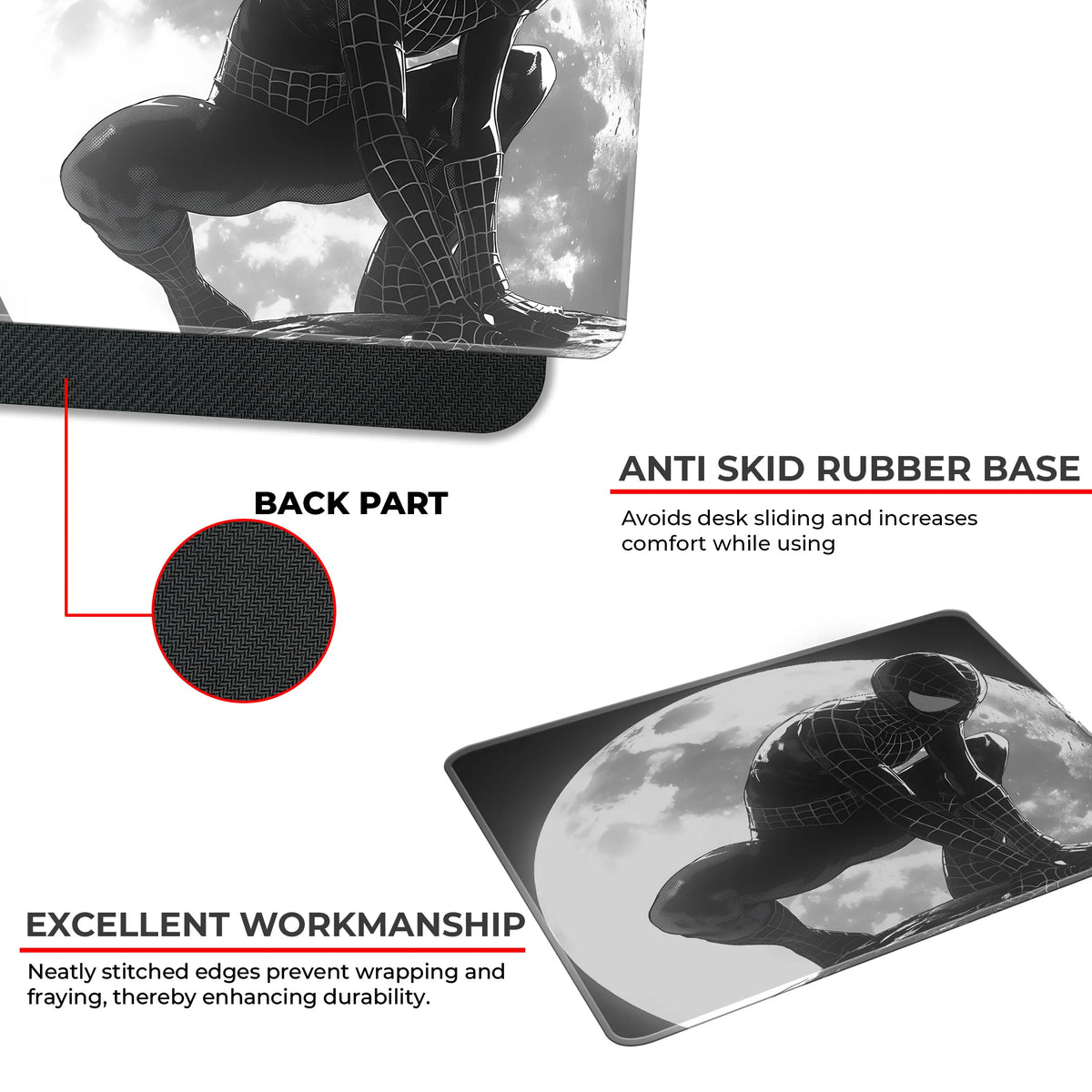 Black Suit Spider-Man Moonlight Superhero Mousepad