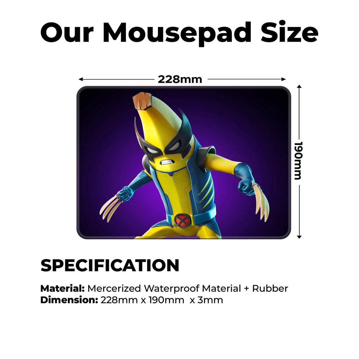 Banana Wolverine Fun Superhero Mousepad