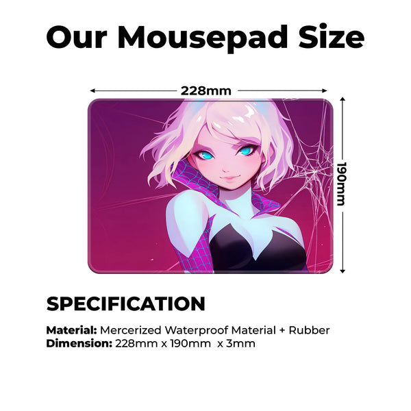 Spider Gwen Anime Style Superhero Mousepad