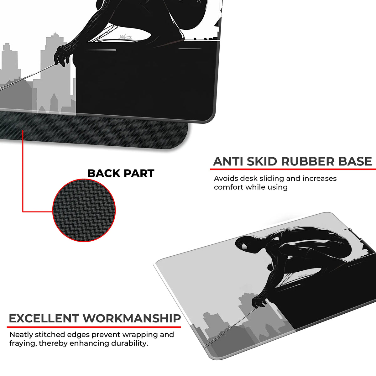 Black Suit Spider-Man City Superhero Mousepad