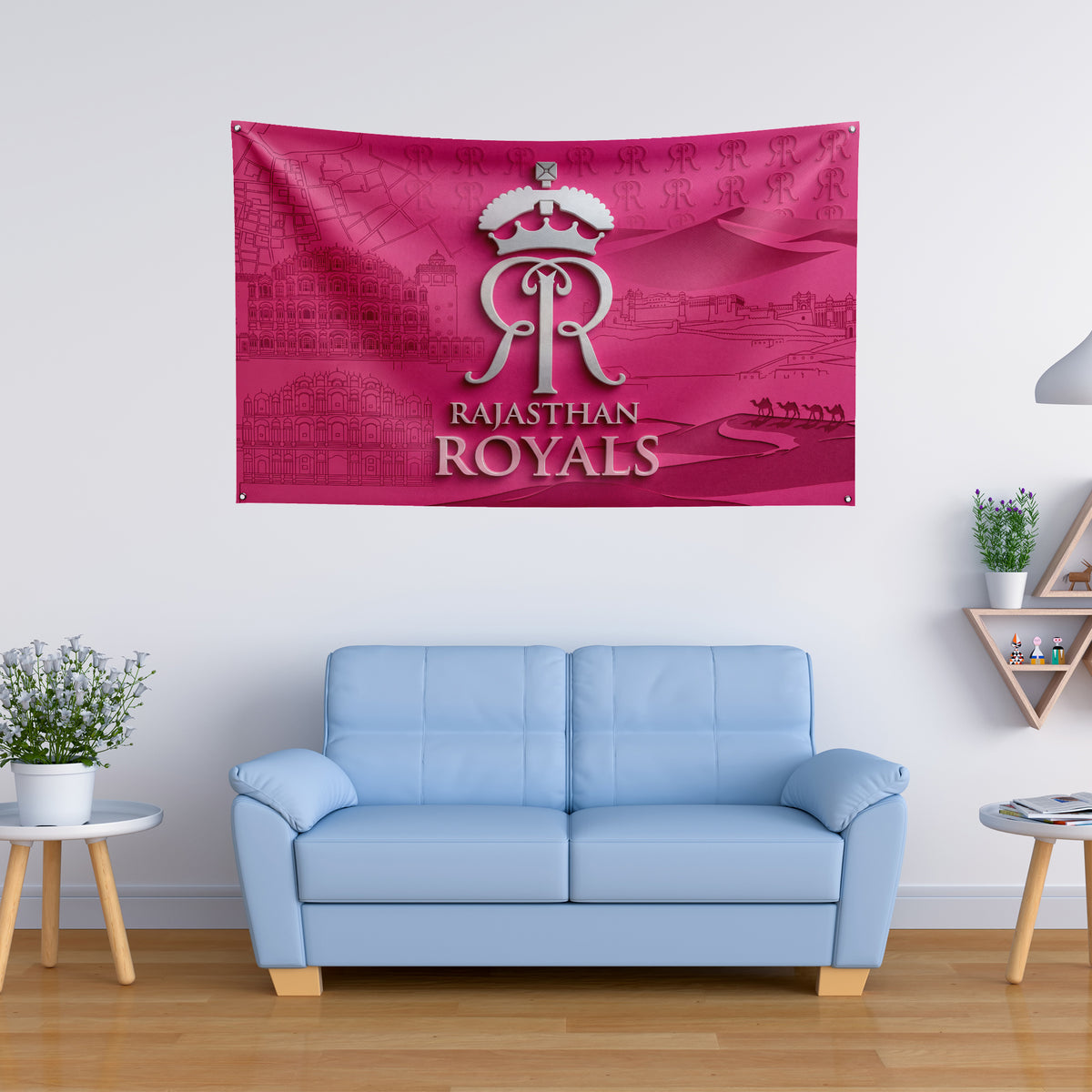 Rajasthan Royals Wall Tapestry | IPL Cricket Fan Wall Hanging | Premium Satin Polyester Room Decor