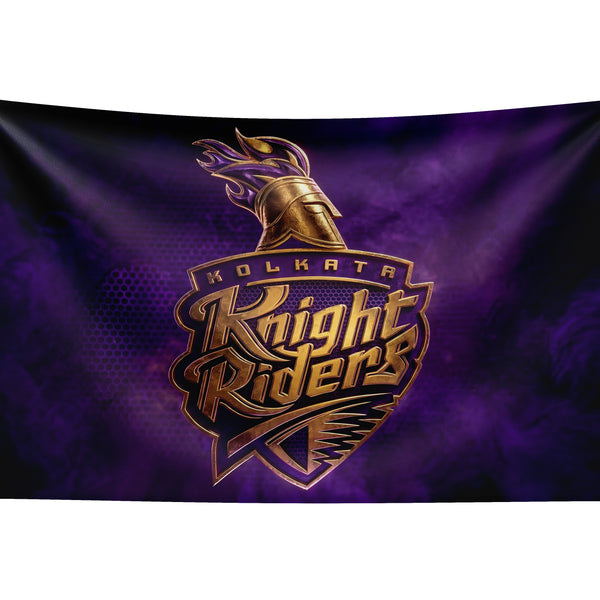 Kolkata Knight Riders Wall Tapestry | KKR Cricket Fan Wall Hanging | Premium Satin Polyester Room Decor