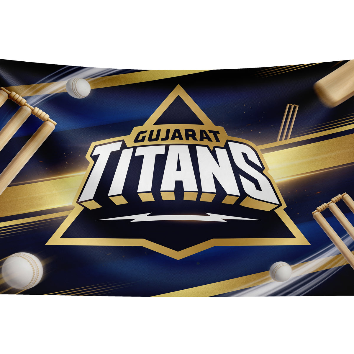 Gujarat Titans Wall Tapestry | GT Cricket Fan Wall Hanging | Premium Satin Polyester Room Decor