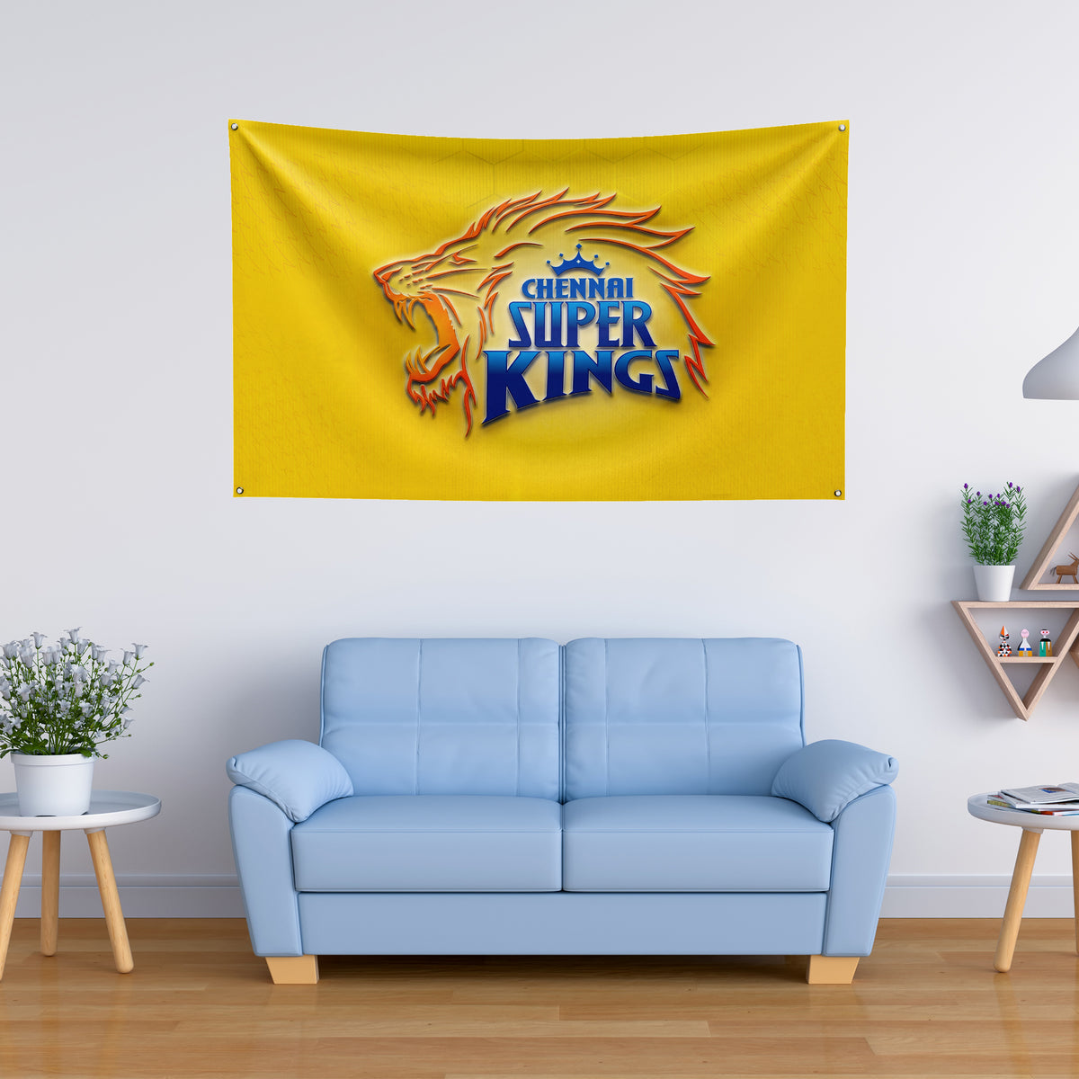 Chennai Super Kings Wall Tapestry | CSK Cricket Fan Wall Hanging | Premium Satin Polyester Room Decor