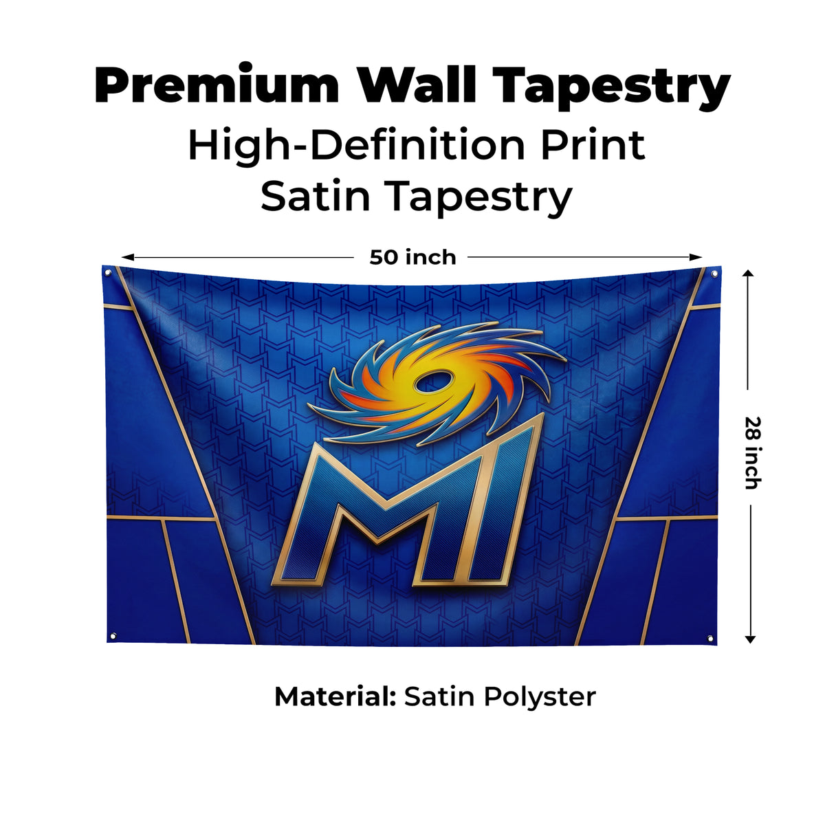 Mumbai Indians Wall Tapestry | MI Cricket Fan Wall Hanging | Premium Satin Polyester Room Decor