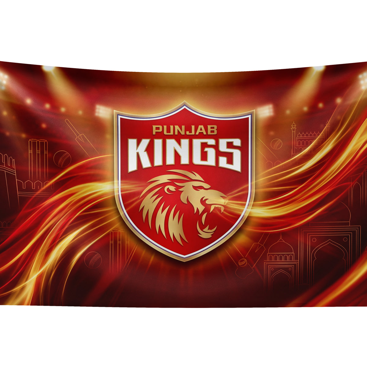 Punjab Kings Wall Tapestry | PBKS Cricket Fan Wall Hanging | Premium Satin Polyester Room Decor