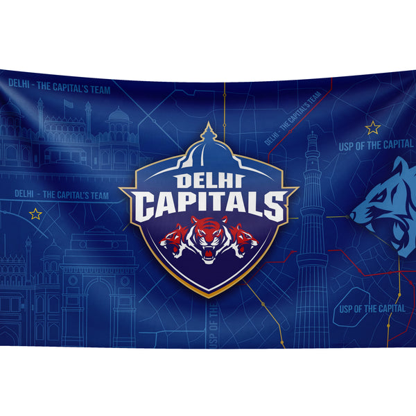 Delhi Capitals Wall Tapestry | DC Cricket Fan Wall Hanging | Premium Satin Polyester Room Decor