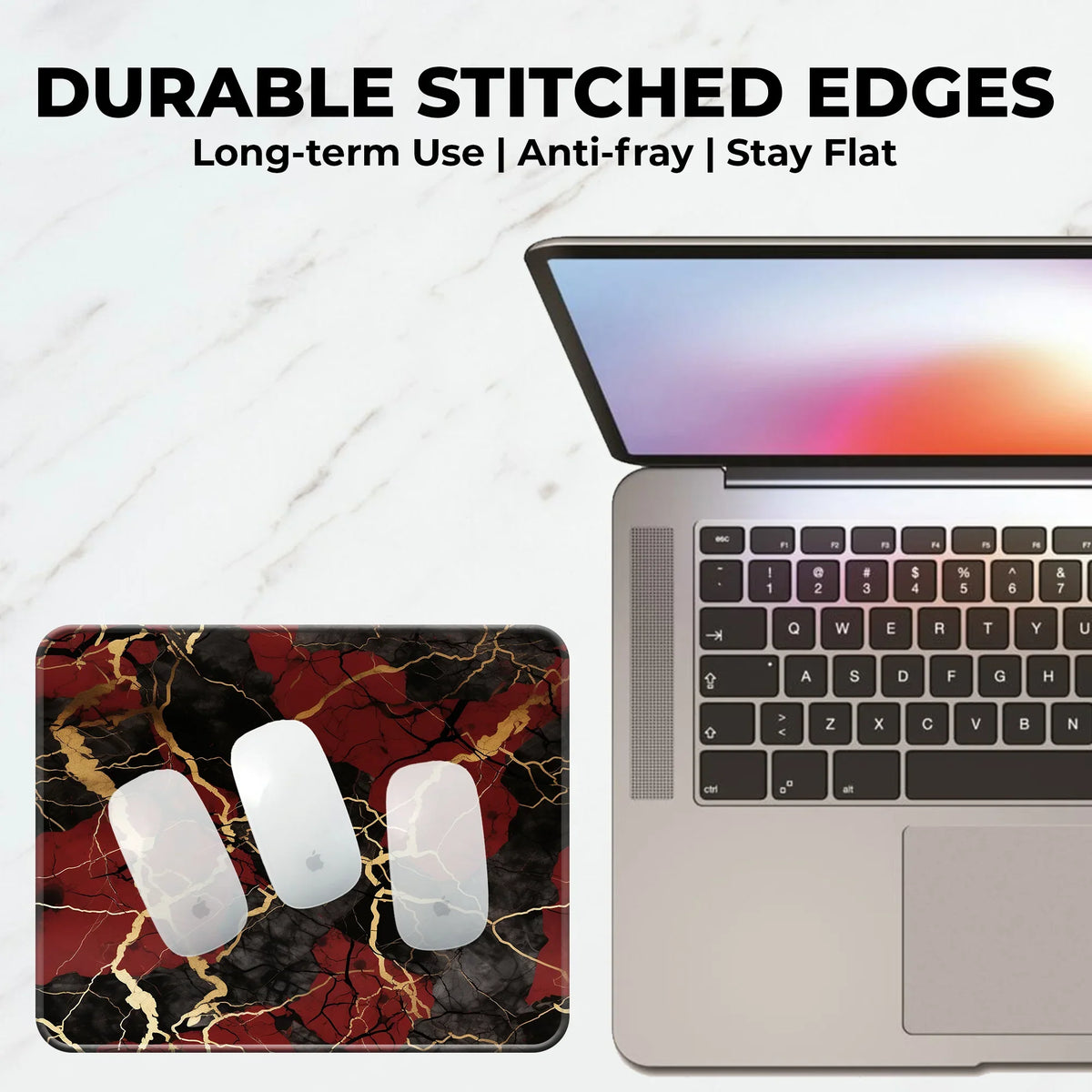 Crimson Marble Luxe Mousepad
