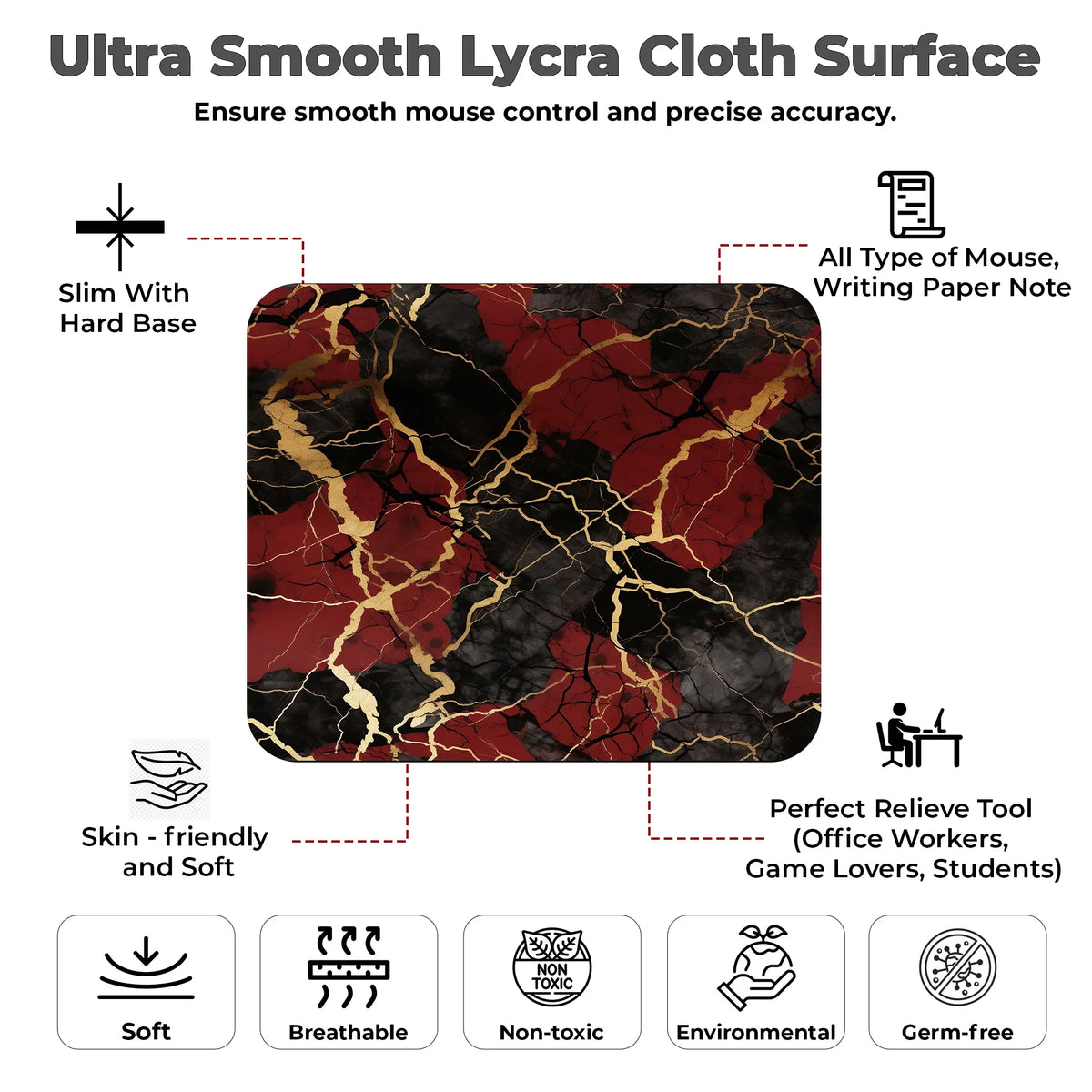 Crimson Marble Luxe Mousepad