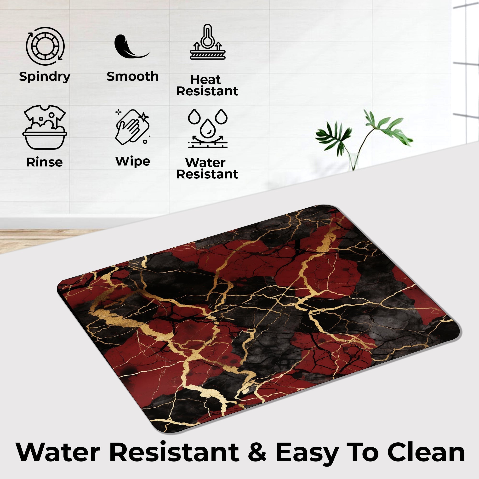 Elegant Red Marble Mouse Pad