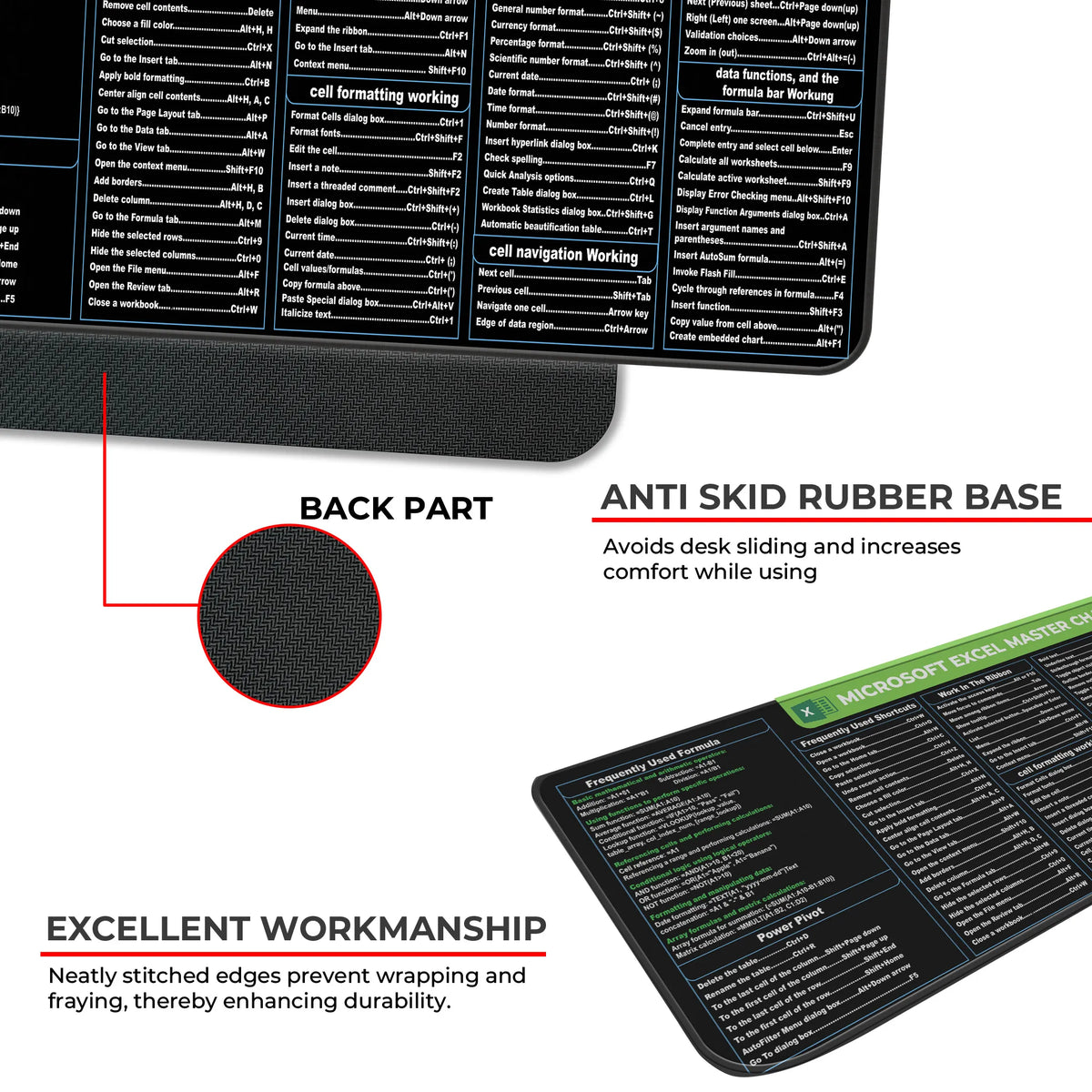 Microsoft Excel Shortcut Keys & Formula Deskmat
