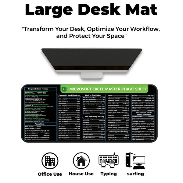 Microsoft Excel Shortcut Keys & Formula Deskmat